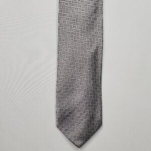 Ben Silver Cravate Black and White Geometric Silk Tie